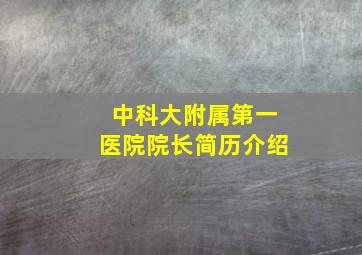 中科大附属第一医院院长简历介绍