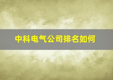 中科电气公司排名如何