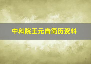 中科院王元青简历资料