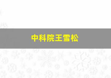 中科院王雪松