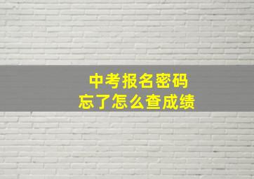 中考报名密码忘了怎么查成绩