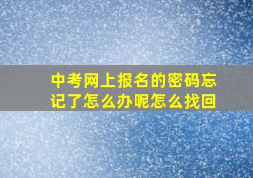 中考网上报名的密码忘记了怎么办呢怎么找回