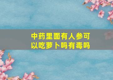 中药里面有人参可以吃萝卜吗有毒吗