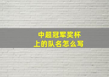 中超冠军奖杯上的队名怎么写