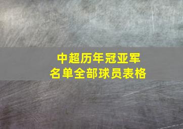 中超历年冠亚军名单全部球员表格