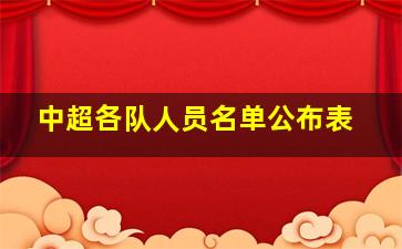 中超各队人员名单公布表