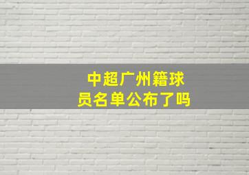 中超广州籍球员名单公布了吗