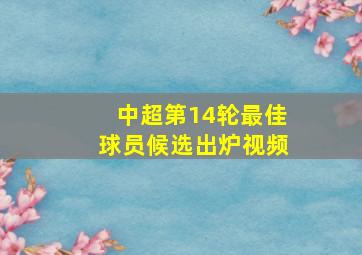 中超第14轮最佳球员候选出炉视频