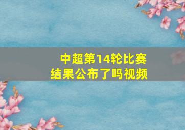 中超第14轮比赛结果公布了吗视频