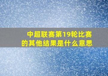 中超联赛第19轮比赛的其他结果是什么意思