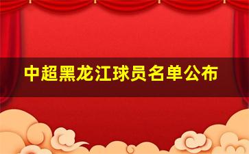 中超黑龙江球员名单公布