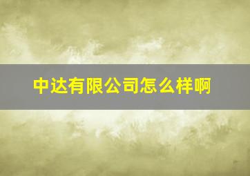 中达有限公司怎么样啊