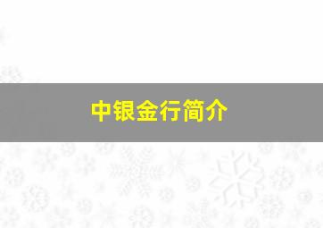 中银金行简介