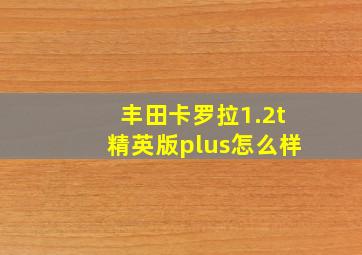 丰田卡罗拉1.2t精英版plus怎么样