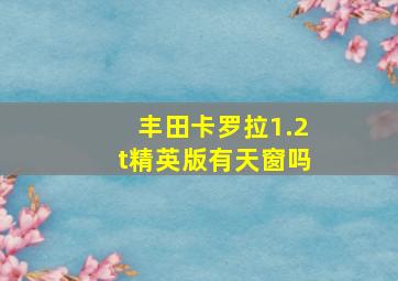 丰田卡罗拉1.2t精英版有天窗吗