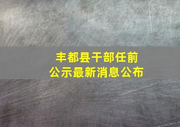 丰都县干部任前公示最新消息公布