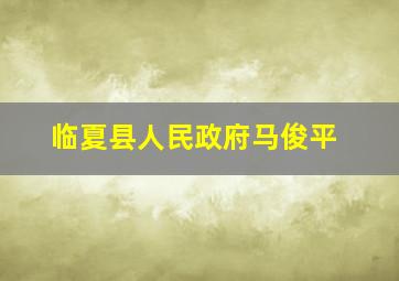 临夏县人民政府马俊平