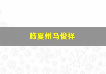 临夏州马俊祥