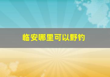 临安哪里可以野钓