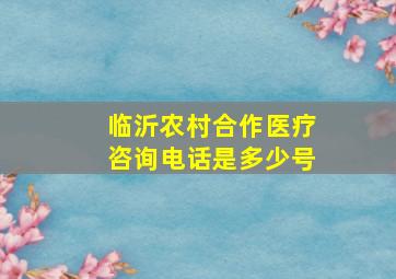 临沂农村合作医疗咨询电话是多少号