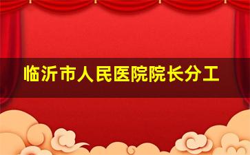 临沂市人民医院院长分工