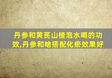 丹参和黄芪山楂泡水喝的功效,丹参和啥搭配化瘀效果好