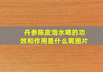 丹参陈皮泡水喝的功效和作用是什么呢图片