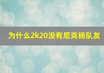 为什么2k20没有尼克杨队友