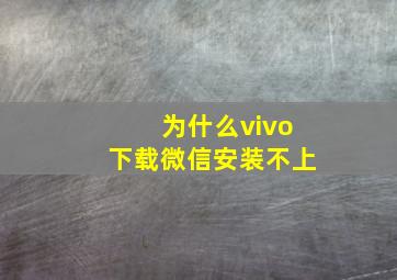 为什么vivo下载微信安装不上