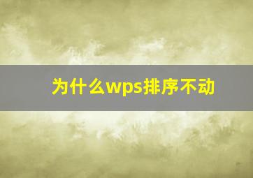 为什么wps排序不动