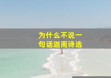 为什么不说一句话迦南诗选