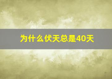 为什么伏天总是40天