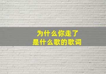 为什么你走了是什么歌的歌词