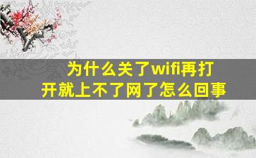 为什么关了wifi再打开就上不了网了怎么回事