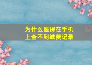 为什么医保在手机上查不到缴费记录