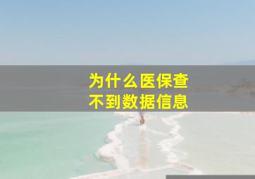 为什么医保查不到数据信息