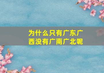 为什么只有广东广西没有广南广北呢