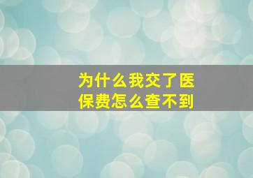 为什么我交了医保费怎么查不到