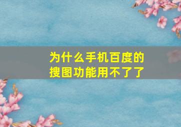 为什么手机百度的搜图功能用不了了