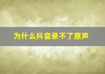 为什么抖音录不了原声