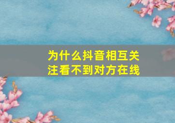 为什么抖音相互关注看不到对方在线