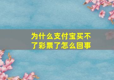 为什么支付宝买不了彩票了怎么回事