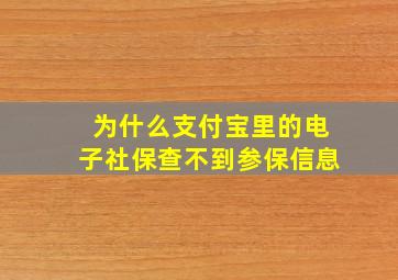 为什么支付宝里的电子社保查不到参保信息