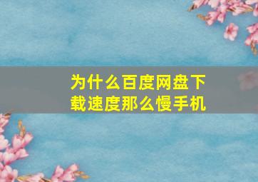 为什么百度网盘下载速度那么慢手机