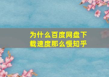 为什么百度网盘下载速度那么慢知乎