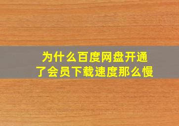 为什么百度网盘开通了会员下载速度那么慢