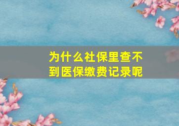 为什么社保里查不到医保缴费记录呢