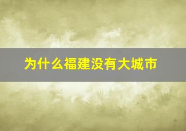 为什么福建没有大城市