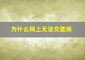 为什么网上无法交医保