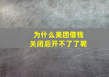 为什么美团借钱关闭后开不了了呢